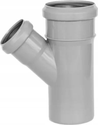 Produktbild von T-Stück Kanalisationsrohr 75/50/67° Grau PP - Fitting Verbinder Abwasserrohr