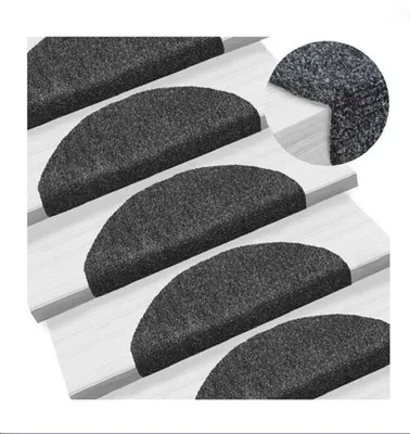 Image de 15 pcs Tapis d'escalier Protection d'escalier Autoadhésif 65×21×4cm Noir