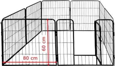 Produktbild von Petigi Welpenauslauf, Freilaufgehege aus pulverbeschichtetem Stahl, zusammenklappbar, Maschenweite 47 mm, inklusive Befestigung zur Verwendung im Garten, , Größe (B x H):80 x 60 cm (8x)