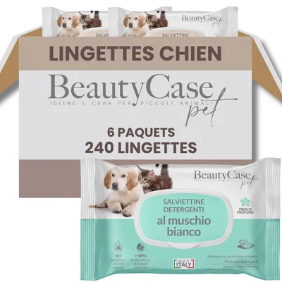 Image de Beauty Case Lingettes Nettoyantes pour Animaux - Musc Blanc - Lingettes de Toilettage - 240pcs