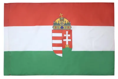 Flagge Ungarn mit Wappen 90x60 cm, Polyester 100D, Hülse
