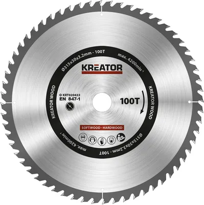 Produktbild von Kreator 315x30x3.2 Mm 100t Holzkreissägescheibe Silber Silber One Size