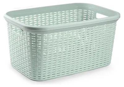 Produktbild von Plasticforte Waschekorb - 35 l - mintgrun - Rattan - 53 x 36 x 26 cm