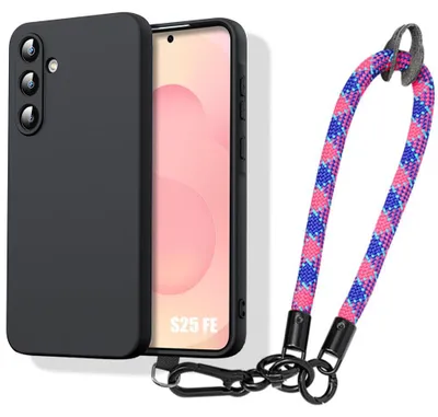 Image de Coque pour Samsung Galaxy S25 FE, Protection Silicone Antichoc avec Dragonne Tricolore Détachable