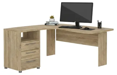 Produktbild von Schreibtisch Tatienne, Mehrzweckschreibtisch, Bürotisch für PC, Eckschreibtisch, 159x150 h75 cm, Eiche
