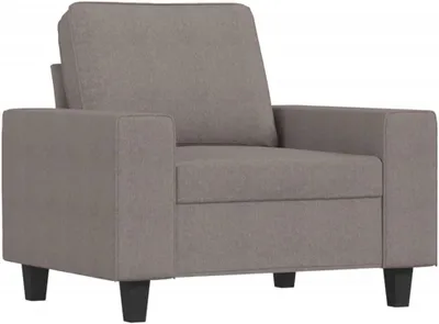 Zdjęcie produktu dla Fotel w kolorze taupe, obity wytrzymałym materiałem, z grubym wypełnieniem i solidną metalową konstrukcją, nowoczesny design, wytrzymuje obciążenie do 110 kg
