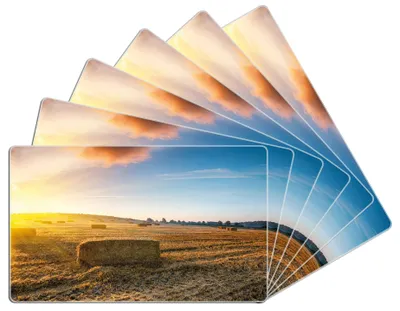 Produktbild von Wallario Frühstücksbrettchen 6er Set aus Glas, je 14 x 23 cm, mit rutschfesten Füßen, Motiv Stroh auf dem Feld bei untergehender Sonne