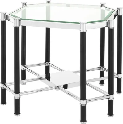 Produktbild von Casa Padrino Luxus Beistelltisch mit Glasplatte Silber / Schwarz 72,5 x 72,5 x H. 55,5 cm - Wohnzimmermöbel