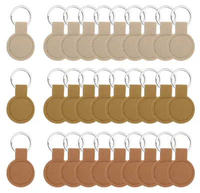 30 Filz-Schlüsselanhänger, rund, DIY, 54x40 mm, Hellbraun/Kaffee/Dunkelbraun