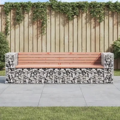 Produktbild von vidaXL Gabionová záhradná lavička 244x71x65,5 cm Masívne drevo duglaska