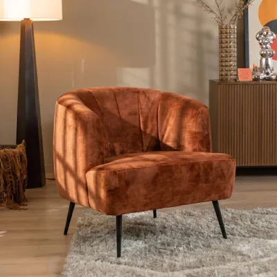 Produktbild von Bronx71 Samt Sessel Billy modern kupfer