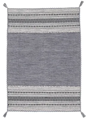 Produktbild von Flachgewebeteppich Kelim Azizi Grau 160x230 cm | Moderner Teppich für Wohn- und Schlafzimmer