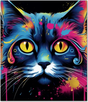 Produktbild von Wallario Herdabdeckplatte aus Glas, Größe 52 x 60 cm 1-teilig, Motiv Katze im Farbrausch