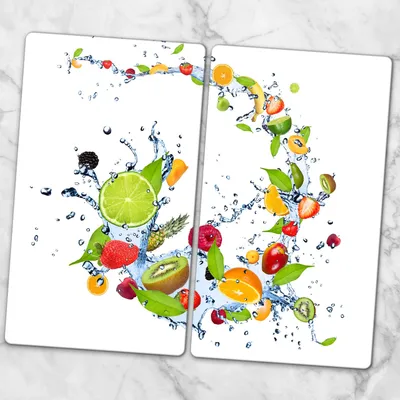 Produktbild von Glas-Herdabdeckplatten Glaskeramikkochfeld-Abdeckung Spritzschutz Glas 2x30x52 cm - Spritzfrüchte