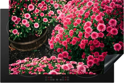 Produktbild von KitchenYeah© Herdabdeckplatte Blumen - Herbst - Rosa , 81x52cm, Küche Deko, Glaskeramikkochfeld Herdabdeckung, Abdeckplatte fùr Kochfeld