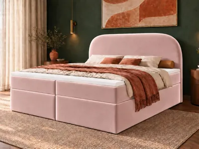 Produktbild von Emlar Boxspringbett Mona 2 120x200 - Komplett-Set mit Matratze und Topper - Polsterbett mit Bettkästen - Boxspringbett Puderrosa (Magic Velvet 2253)