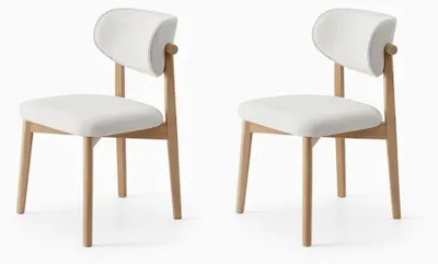 Image de Chaises de salle à manger robustes, blanches, rembourrées, de style design, pour la cuisine