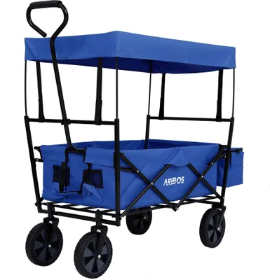 Produktbild von Arebos Bollerwagen mit Dach ECO, Blau, 850 mm, 450 mm, 270 mm, 11 kg