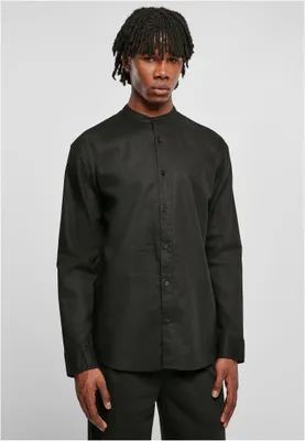 Zdjęcie produktu dla Urban Classics - Koszula ze stójką LEINEN czarna - 5XL
