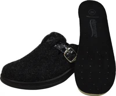 Produktbild von Damen Filz Pantoffel anthrazit grau von ALGEMARE von Größe 37 bis 41