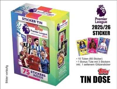 Immagine prodotto di Topps Premier League Sticker 2025/2026 – TIN DOSE