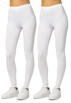 Produktbild von Merry Style 2er Pack Viskose Damen Leggings Lang Hose MS10-143 (Weiß/Weiß, XL)