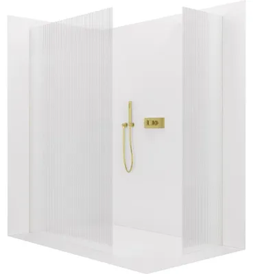Immagine prodotto di CERANO - Box doccia Walk-in Crystal T L/P - 8 mm - sistema senza montanti - dorato, vetro rigato - 120x90x200 cm