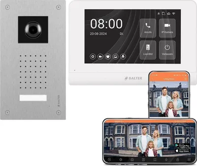 Produktbild von BALTER ENTRI L Unterputz Video Türsprechanlage mit Full HD Kamera und Audio Modul inkl. 2-Draht 1x 7 Zoll WiFi HD Monitor Smartphone App für 1 Familienhaus Set