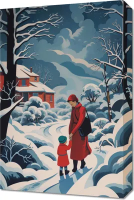 Produktbild von Bild 40x60cm Mutter und Kind im Schneeland