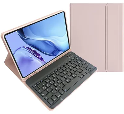Produktbild von Mobigear Keys iPad Pro 11 Zoll (2025) Schutzhülle mit QWERTZ Bluetooth-Tastatur, Klappdesign und Stifthalter - Rosa