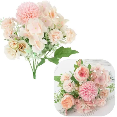 Produktbild von Chrysanthemen-Rosen, Kunstblumenstrauß für die Vase, Komposition, 32 cm, Rosa
