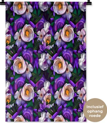Produktbild von MuchoWow® Wandteppich Wandbehang Blumen - Anemone - Rose 60x90 cm Tapisserie Dekoration Wandtuch - Foto-Teppich - Abwaschbar