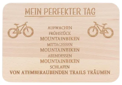 Productafbeelding van Ontbijtplank Mountainbike met Gravure - Houten Broodplank