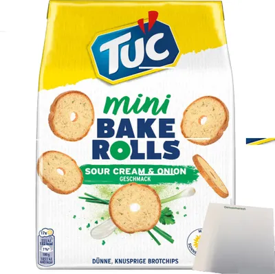 Produktbild von TUC Bake Rolls Sour Creme & Onion (150g Beutel) + usy Block