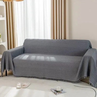 Produktbild von Unyqoos® Wohndecke 180 x 230 cm – 60% Baumwolle/40% Polyester, klassisches Waffelmuster, doppelseitig, Sofa- & Bettüberwurf mit Quasten