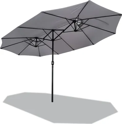 Produktbild von VOUNOT® Doppelsonnenschirm mit kurbel, Marktschirm, 460 x 270 cm, Grau