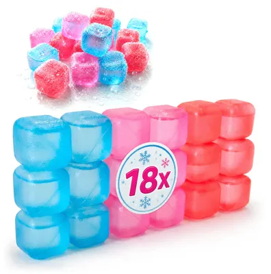 Produktbild von com-four® 18x wiederverwendbare Eiswürfel in bunten Farben
