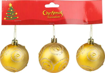 Produktbild von WEIHNACHTSKUGELN, 3 Stück, Gold, mit Glitzer 6 cm