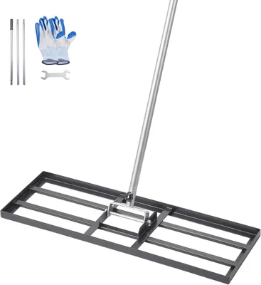 Productafbeelding van Gazonhark, nivelleringsapparaat van koolstofstaal, roestvrij met handvat, 2130 mm, bodemplaat 254 x 762 mm, verstelbaar, voor golfbaan