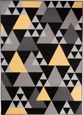 Image de Tapis MAYA Moderne Noir Gris Jaune Chambre à coucher ÖKOTEX 200 x 250 cm