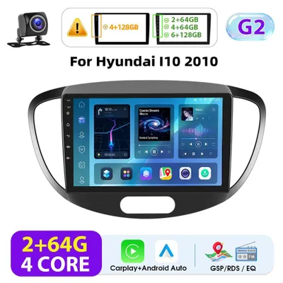Produktbild von Autoradio für Hyundai i10 2010 - 2-DIN Android Navi - 23 cm Touchscreen - Kabelloses CarPlay - GPS & WLAN - 2 GB RAM + 64 GB ROM - Rückfahrkamera - Weiß