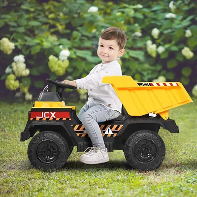 Produktbild von GOPLUS Kinderauto Kinderkipper, Drehbare Heckschaufel, Muldenkipper mit 2,4G Fernbedienung, Bluetooth, 12V Batterie, Breitem Sitz, Vorwärts&Rückwärts, MP3, USB, Lastwagen