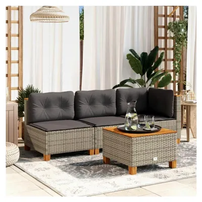 Produktbild von Gartensofa ohne Armlehnen mit Kissen in Grau aus Poly Rattan