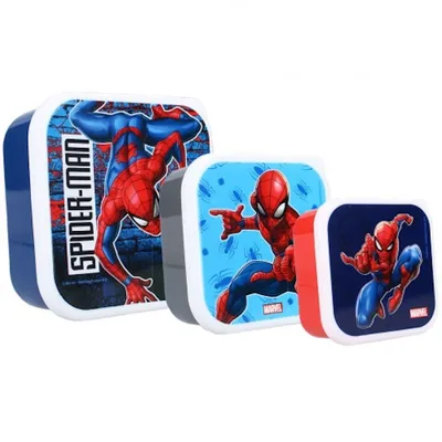 Immagine prodotto di Set di snack Spider-Man - 3 scatole impilabili Pratico per la scuola e in viaggio