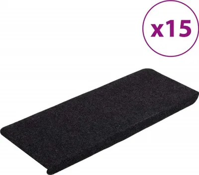 Produktbild von vidaXL Stufenmatten Selbstklebend 15 Stk. 65x24,5x3,5 cm Schwarz
