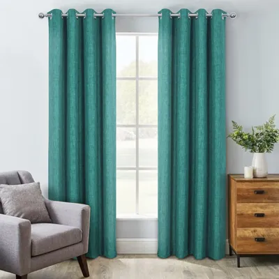 Verdunkelungsvorhang Leinen-Look 2er-Set Grün 140x245 cm