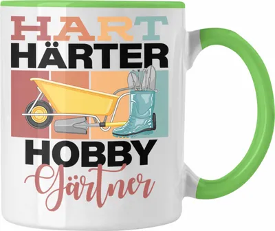 Produktbild von Trendation - Lustige Tasse für Hobbygärtner Geschenkidee Spruch "Hart Härter Hobbygärtner" (Grün)