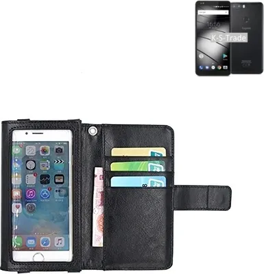 Produktbild von K-S-Trade Handy Hülle Schutz Hülle Kompatibel mit Gigaset GS370 Plus Case mit Displayschutz / Schutzfolie Flip Cover Wallet case Etui Hülle schwarz