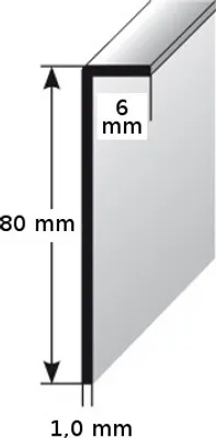 Produktbild von Einklebe-Sockelleiste für Designbeläge, Höhe: 80 mm, Breite: 6 mm, Aluminium (silber eloxiert), gebohrt, Typ: 464
