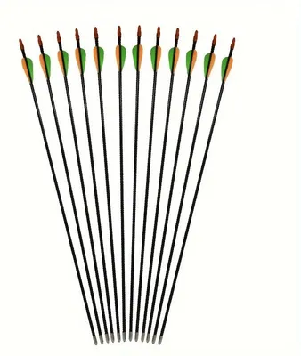 Produktbild von Übungspfeile 24er Set - Glasfaserpfeile 74 cm - Stumpfe Stahlspitze - Für Langbogen & Bogensport - Kunststoffbefiederung - Hellgrün